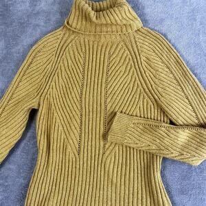 Sundance Silk Blend Turtleneck Sweater Yellow Classic Pullover Women's SM